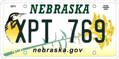 NE license plate XPT769