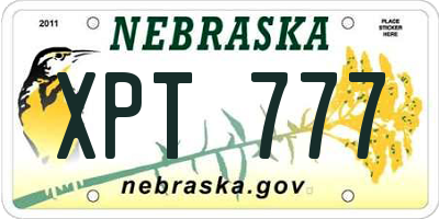 NE license plate XPT777