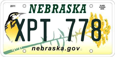 NE license plate XPT778