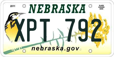 NE license plate XPT792