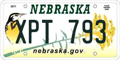 NE license plate XPT793