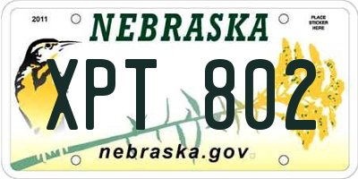 NE license plate XPT802