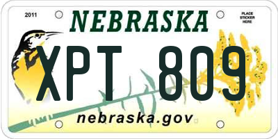 NE license plate XPT809