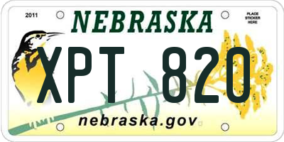 NE license plate XPT820