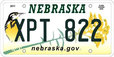 NE license plate XPT822