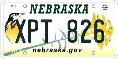 NE license plate XPT826