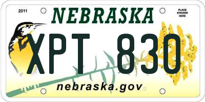 NE license plate XPT830