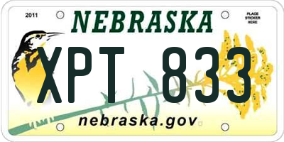 NE license plate XPT833