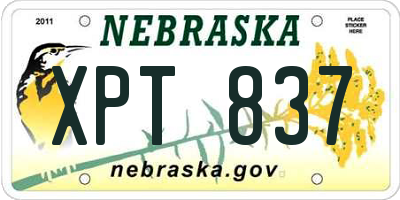 NE license plate XPT837