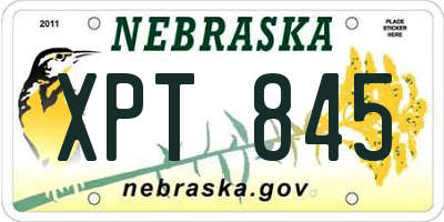 NE license plate XPT845