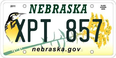 NE license plate XPT857