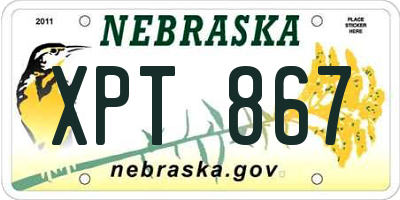 NE license plate XPT867
