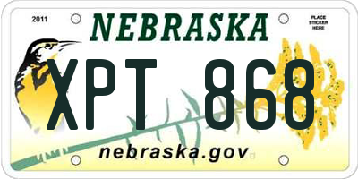 NE license plate XPT868