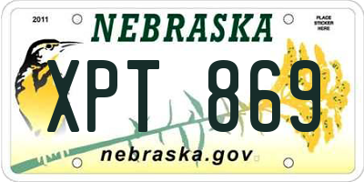 NE license plate XPT869