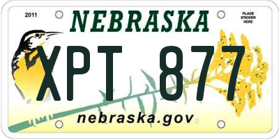 NE license plate XPT877