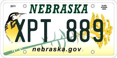 NE license plate XPT889