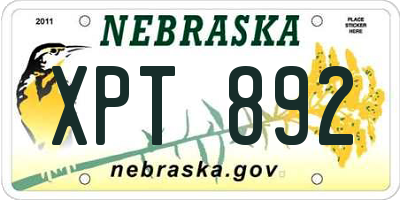 NE license plate XPT892