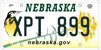 NE license plate XPT899