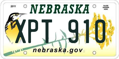 NE license plate XPT910