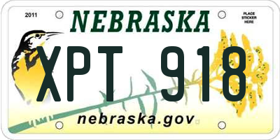 NE license plate XPT918