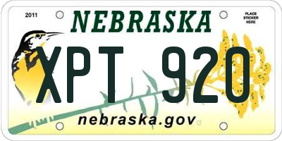 NE license plate XPT920