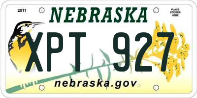 NE license plate XPT927