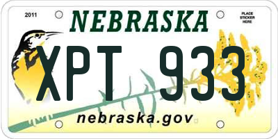 NE license plate XPT933
