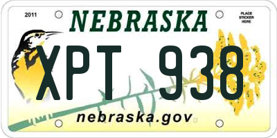 NE license plate XPT938