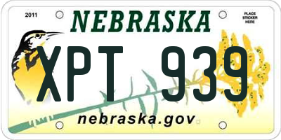 NE license plate XPT939