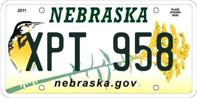NE license plate XPT958