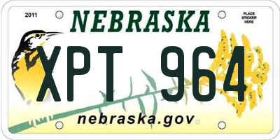 NE license plate XPT964