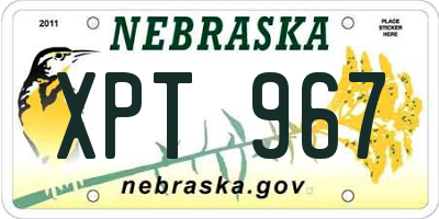 NE license plate XPT967