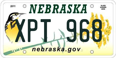 NE license plate XPT968