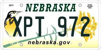NE license plate XPT972