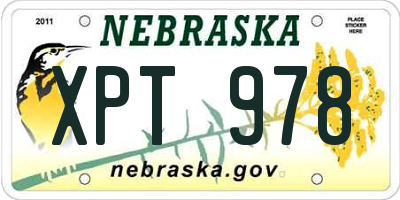 NE license plate XPT978