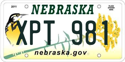 NE license plate XPT981