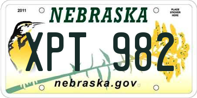 NE license plate XPT982