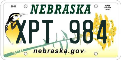 NE license plate XPT984