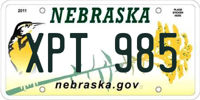 NE license plate XPT985
