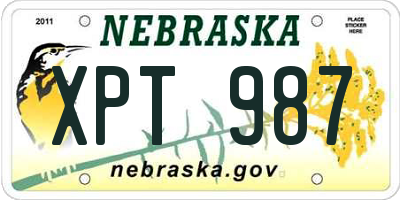 NE license plate XPT987