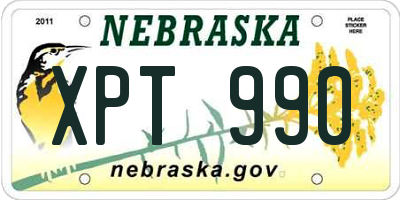 NE license plate XPT990