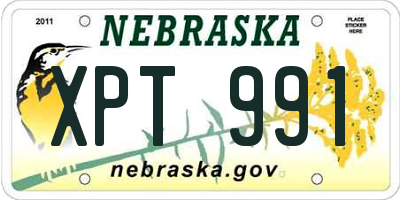 NE license plate XPT991