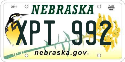 NE license plate XPT992