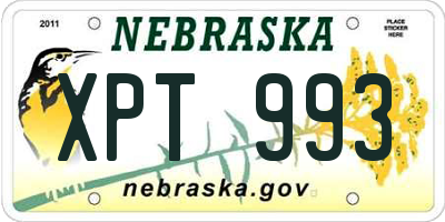 NE license plate XPT993