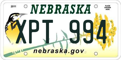 NE license plate XPT994