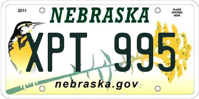 NE license plate XPT995