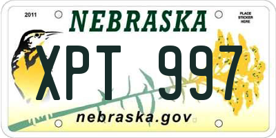 NE license plate XPT997