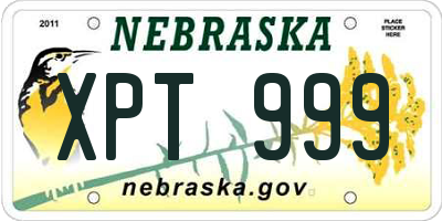 NE license plate XPT999