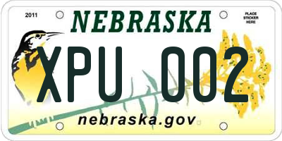 NE license plate XPU002
