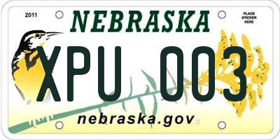 NE license plate XPU003